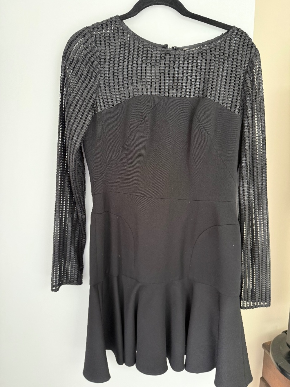 Black Halo black long sleeve skater mini dress